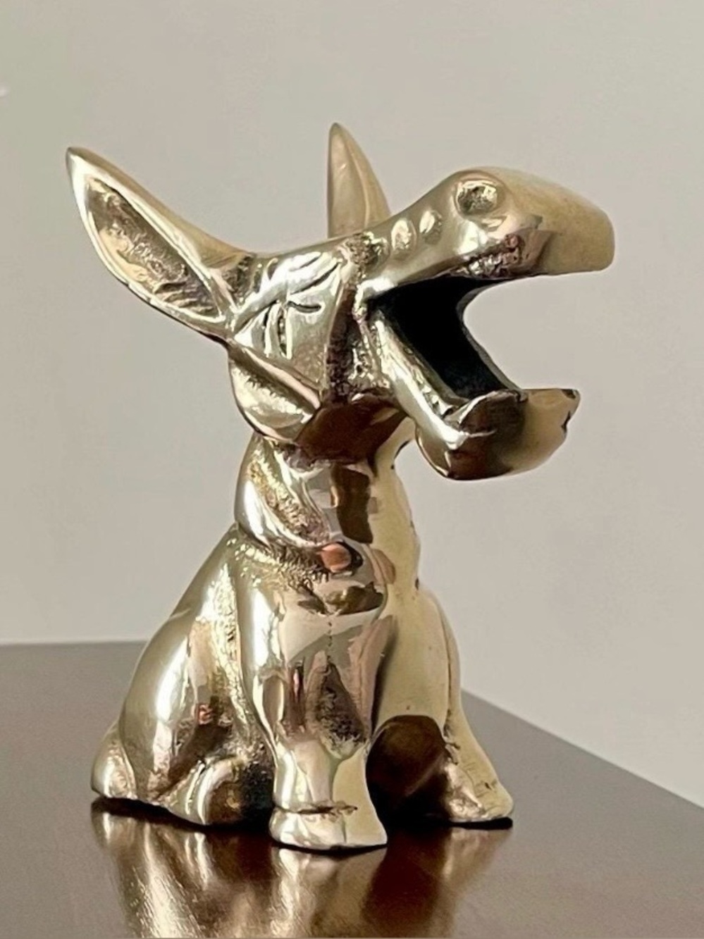 Vintage Solid Brass "Laughing Donkey" Bottle Opener/ Paper weight 3.75”